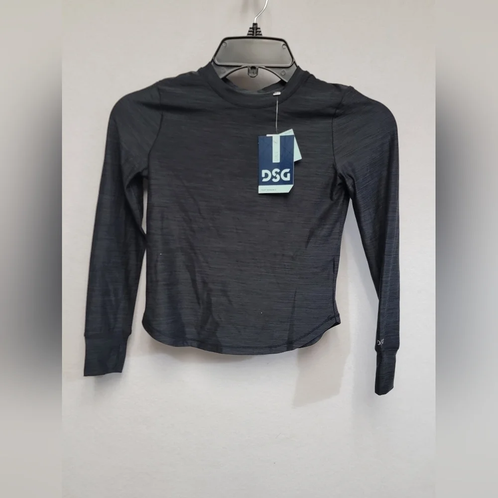 DSG Girls 365 Long Sleeve Tee In Pure Black Size XS (6-7)